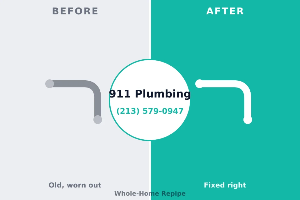 Before and after: plumbing repair Charleston, MS